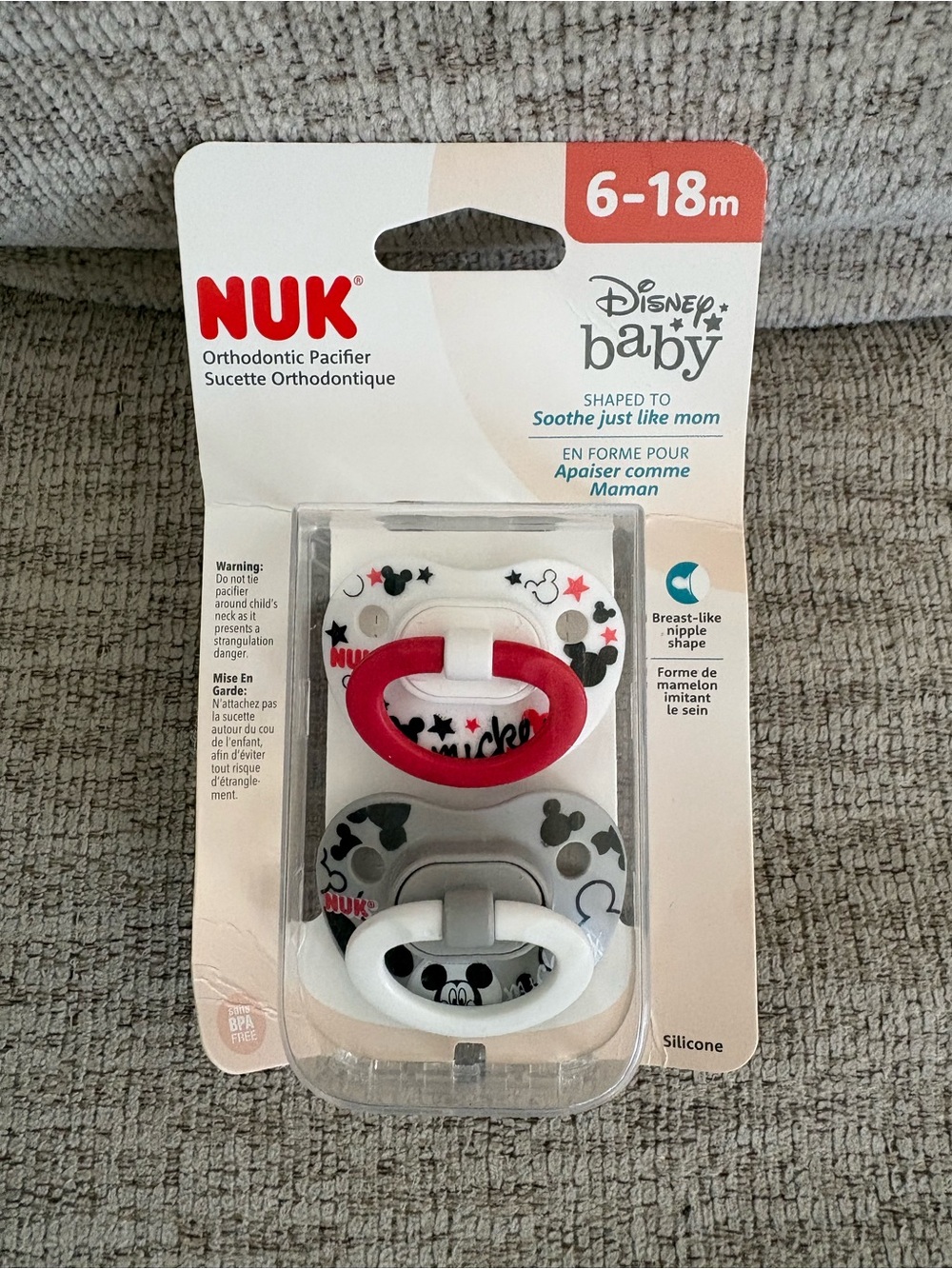 NUK Disney Baby 2-Pack Pacifiers - Red & White